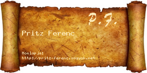 Pritz Ferenc névjegykártya